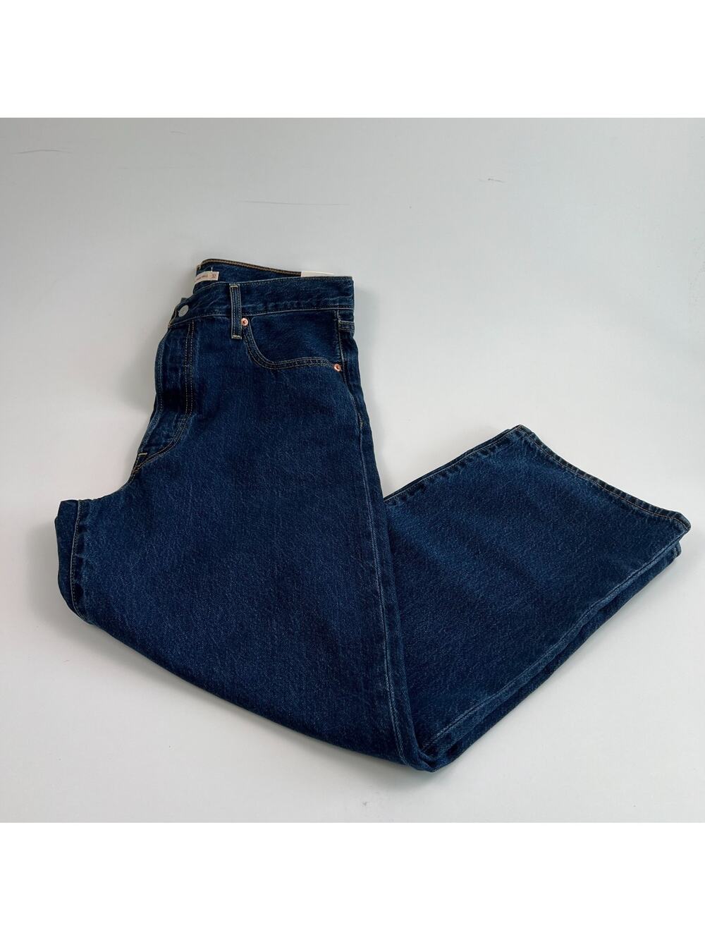 Levi's Premium Women Ribcage Straight Ankle Button Fly Jeans Blue 32x27 NWT